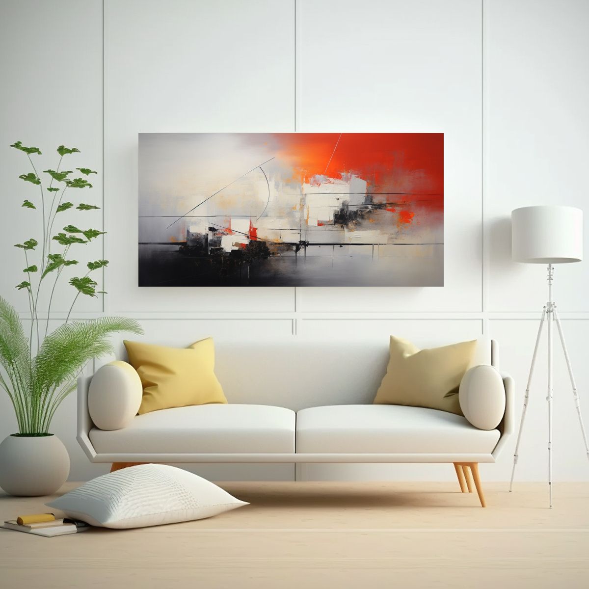 GENERICO - Cuadro Abstracto Para Oficina Pintura Nórdica 80x40 Cm