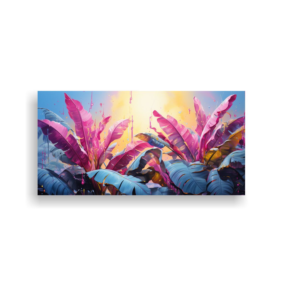 GENERICO - Cuadro Decorativo Textura Banana Tree Rosa Y Azul 100x50 Cm