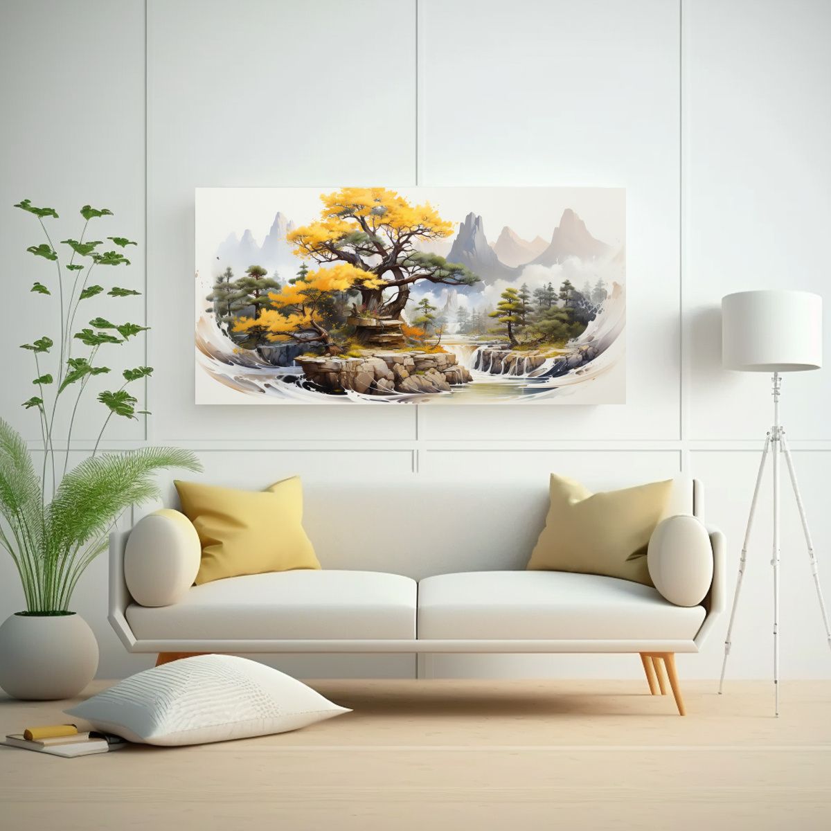 GENERICO - Cuadro Abstracto De Pino Bonsái En Tonos 100x50 Cm.