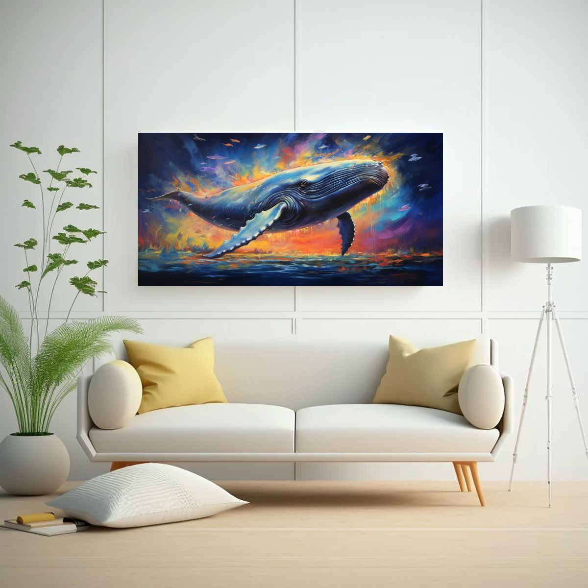 GENERICO - Obra De Arte Atractiva Ballena Azul En Estilo De 100x50 Cm