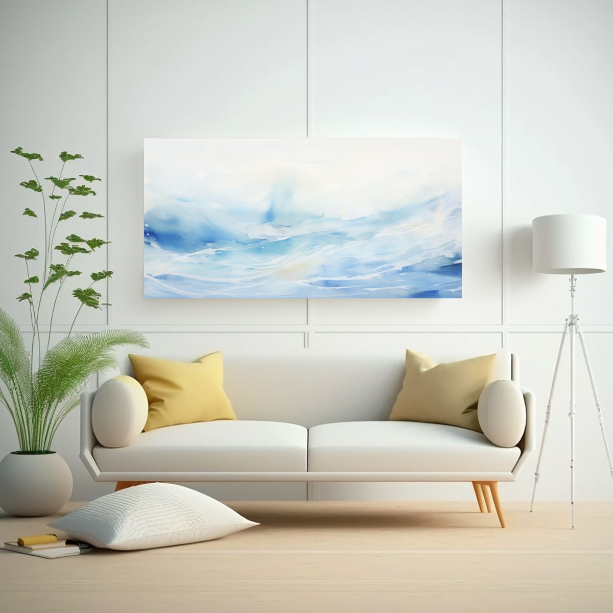 GENERICO - Cuadro Decorativo Abstracto Mar En Tonos Suaves 60x30 Cm