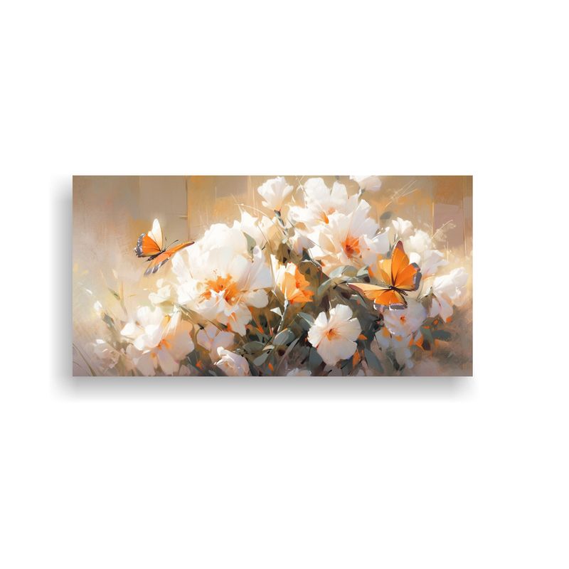 GENERICO - Pintura Movimiento Arte Grafico Flores En Blanco 100x50 Cm