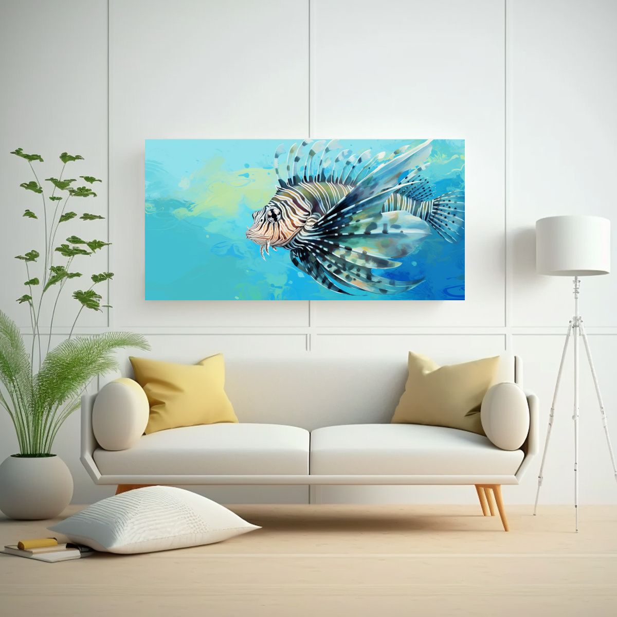 GENERICO - Cuadro Arte Dibujo Elegante De Pez León En 100x50 Cm