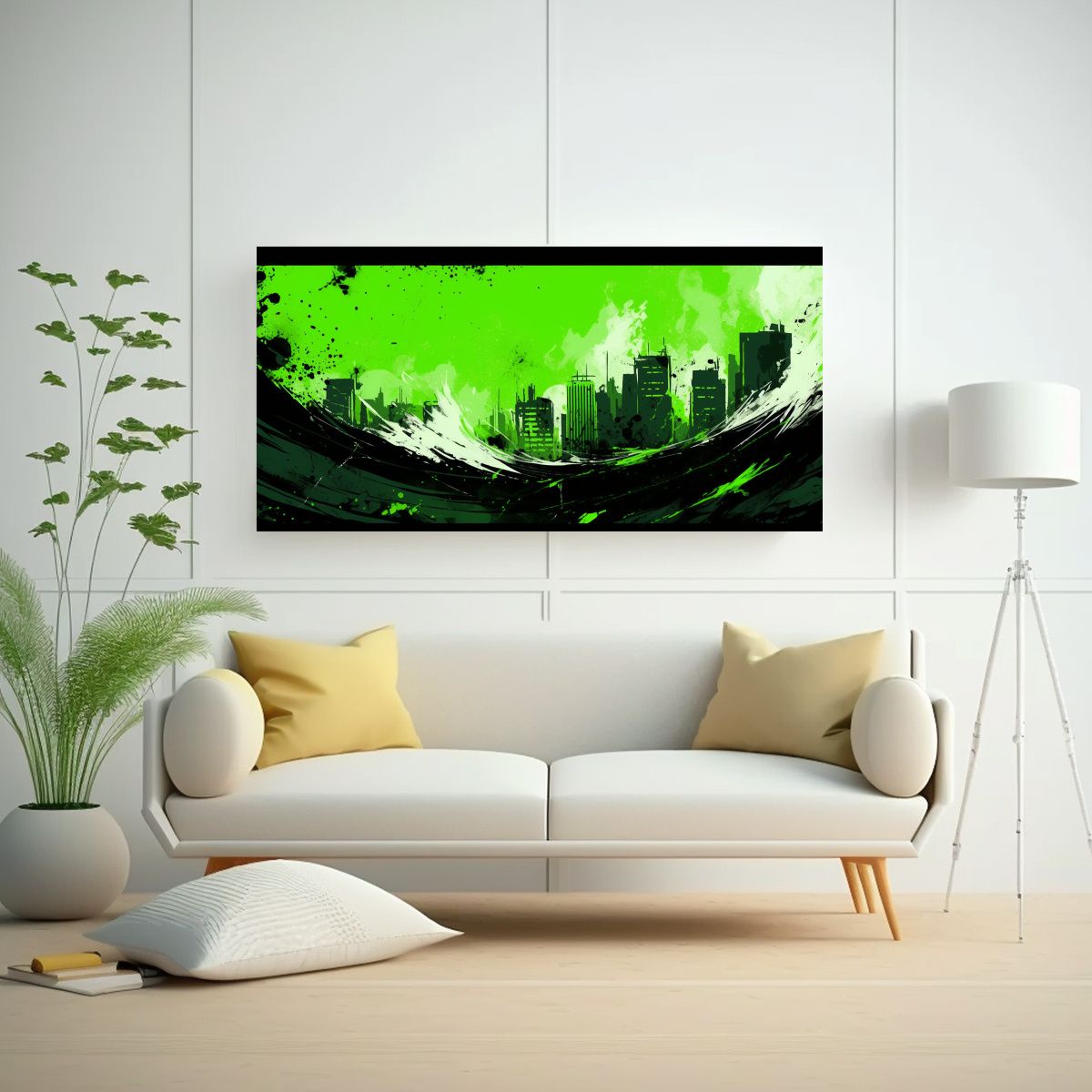GENERICO - Cuadro Conceptual En Colores Verde Y Negro En 80x40 Cm
