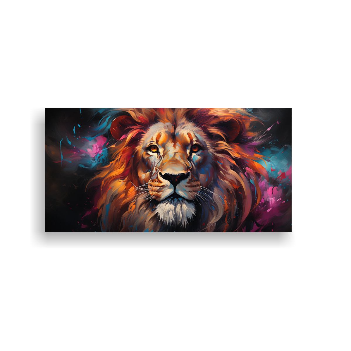 GENERICO - Pintura Al Estilo óleo De León Colorido En 60x30 Cm