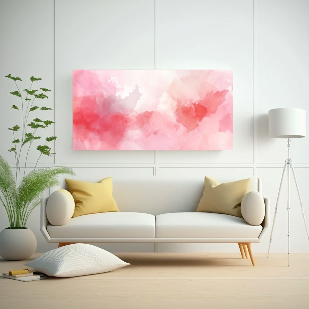 GENERICO - Lienzo Tela Abstracto Simetría Rosa Fondo 80x40 Cm
