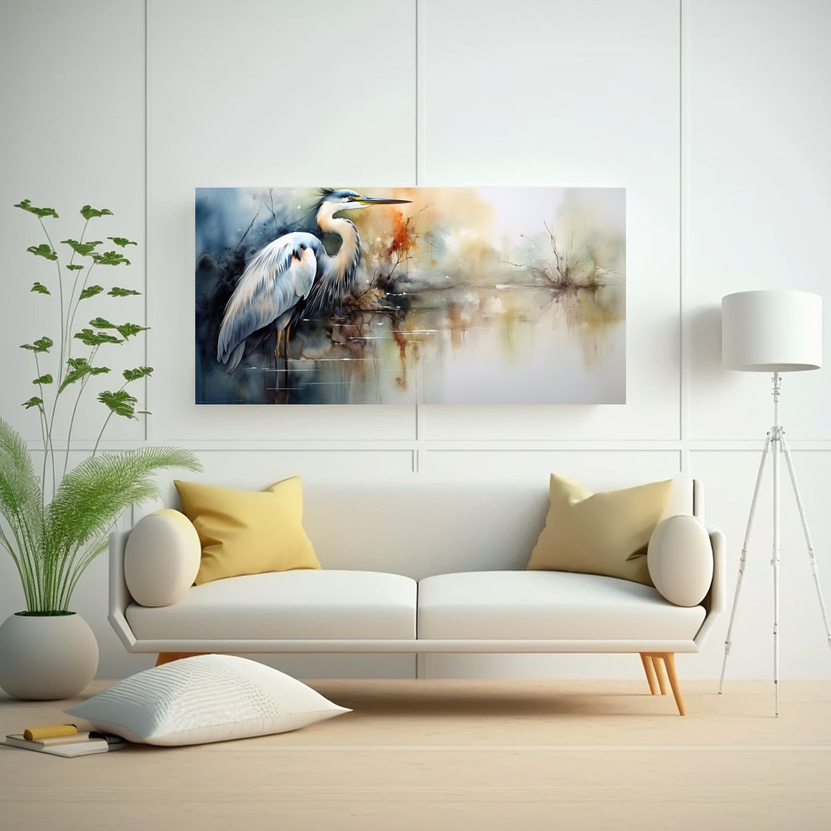 GENERICO - Cuadro De Salón Con Heron En Estilo De Pintura 100x50 Cm