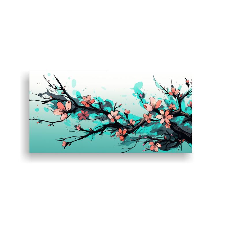 GENERICO - Paisaje Turquesa Con Árbol En Estilo Neonoir Y 80x40 Cm