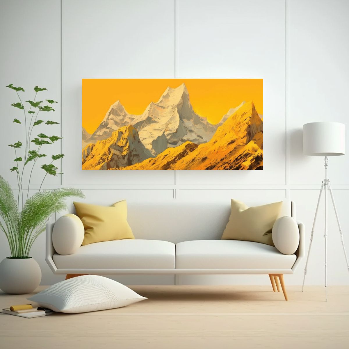 GENERICO - Pintura Acuarela Creatividad Montañas Amarillo 100x50 Cm