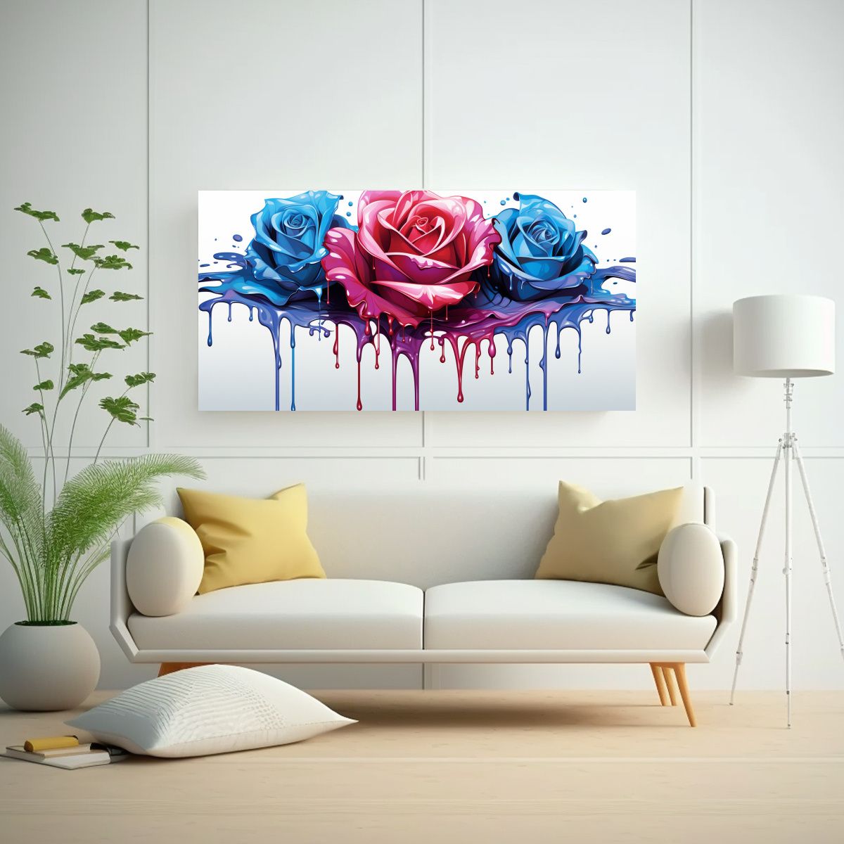 GENERICO - Pintura Decorativa Con Logotipo De Goteo En Cian 80x40 Cm