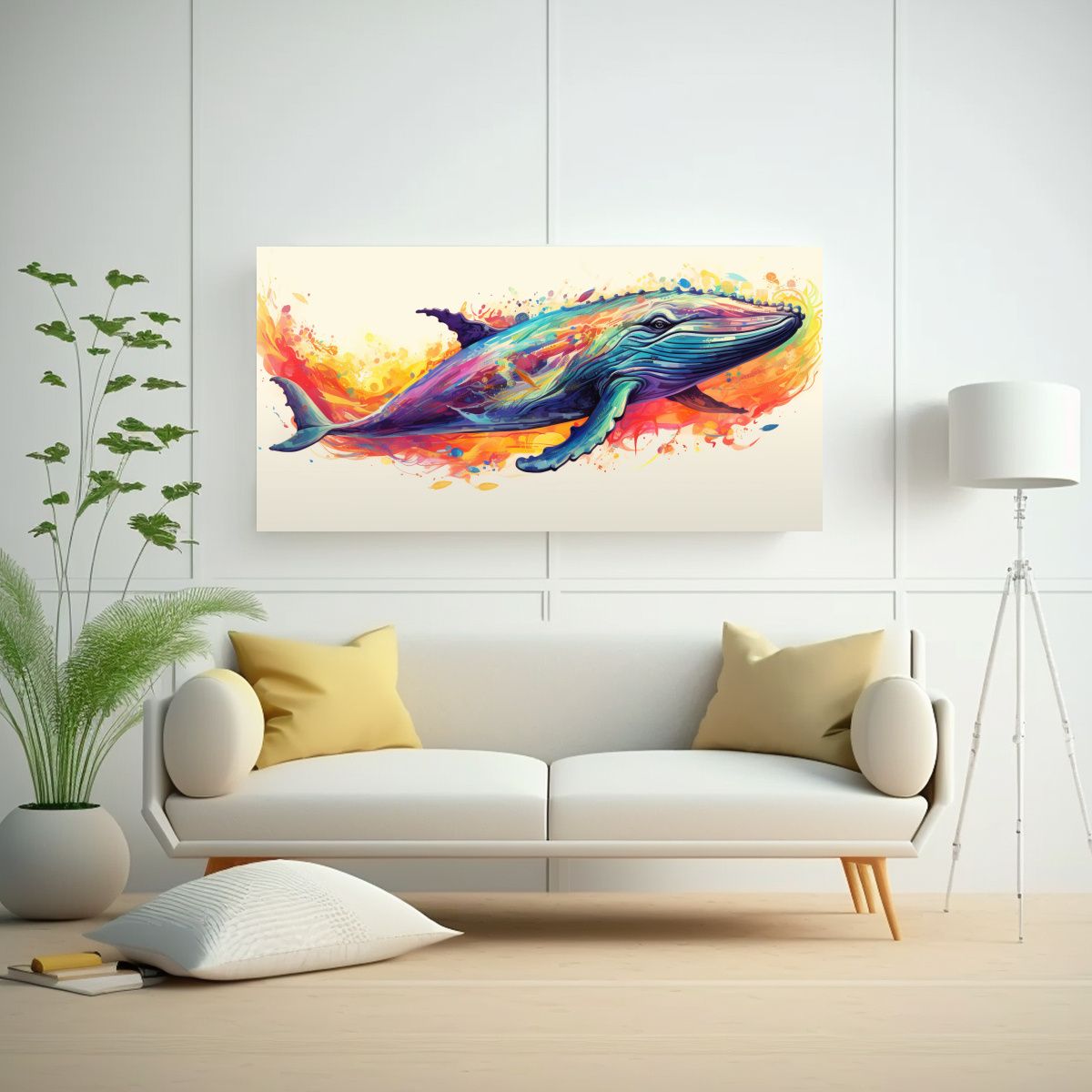 GENERICO - Cuadro De Pared Elegante Con Diseño De Ballena 100x50 Cm