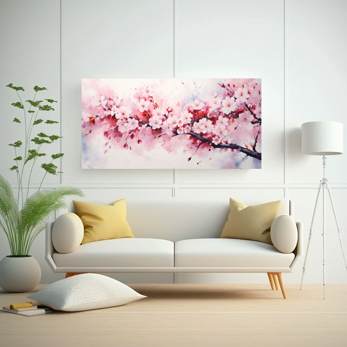 GENERICO - Tela En Bastidor Inspiración Sakura Colores 80x40 Cm