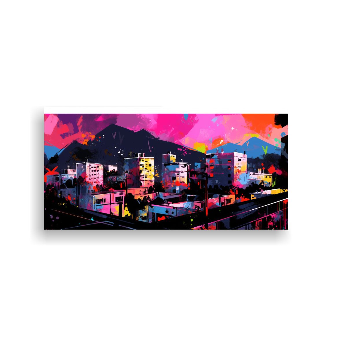 GENERICO - Cuadro Creativo Santiago En Chile En Colores 60x30 Cm