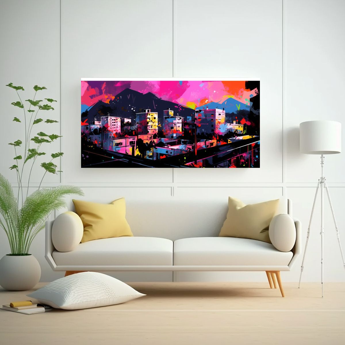 GENERICO - Cuadro Creativo Santiago En Chile En Colores 60x30 Cm