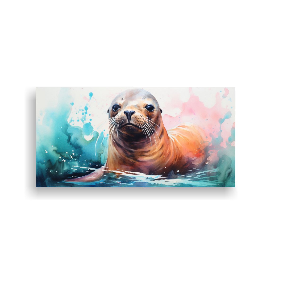 GENERICO - Cuadro Moderno Clásico León Marino Acuarela 100x50 Cm