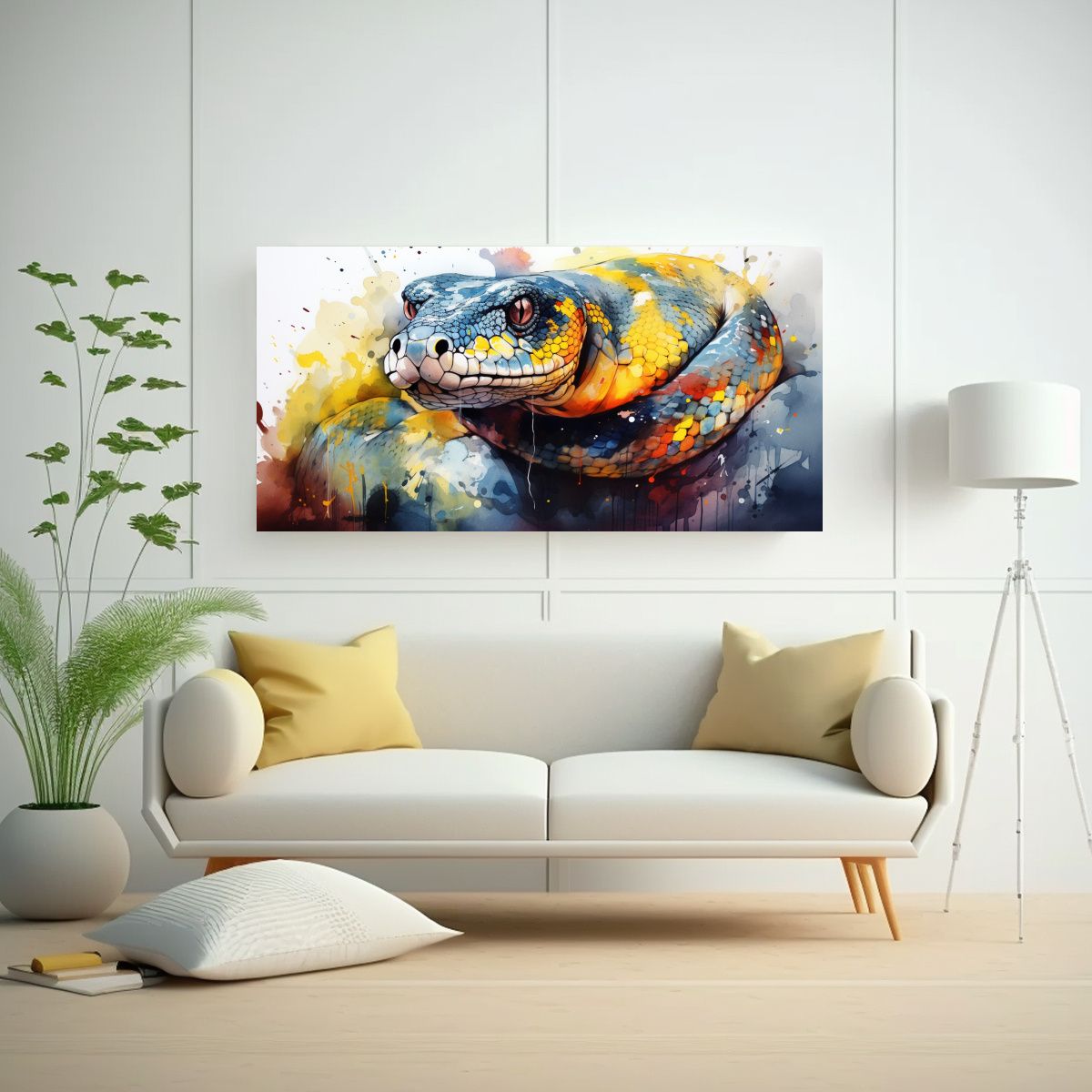 GENERICO - Cuadro De Figuras De Anaconda En Acuarelas 60x30 Cm
