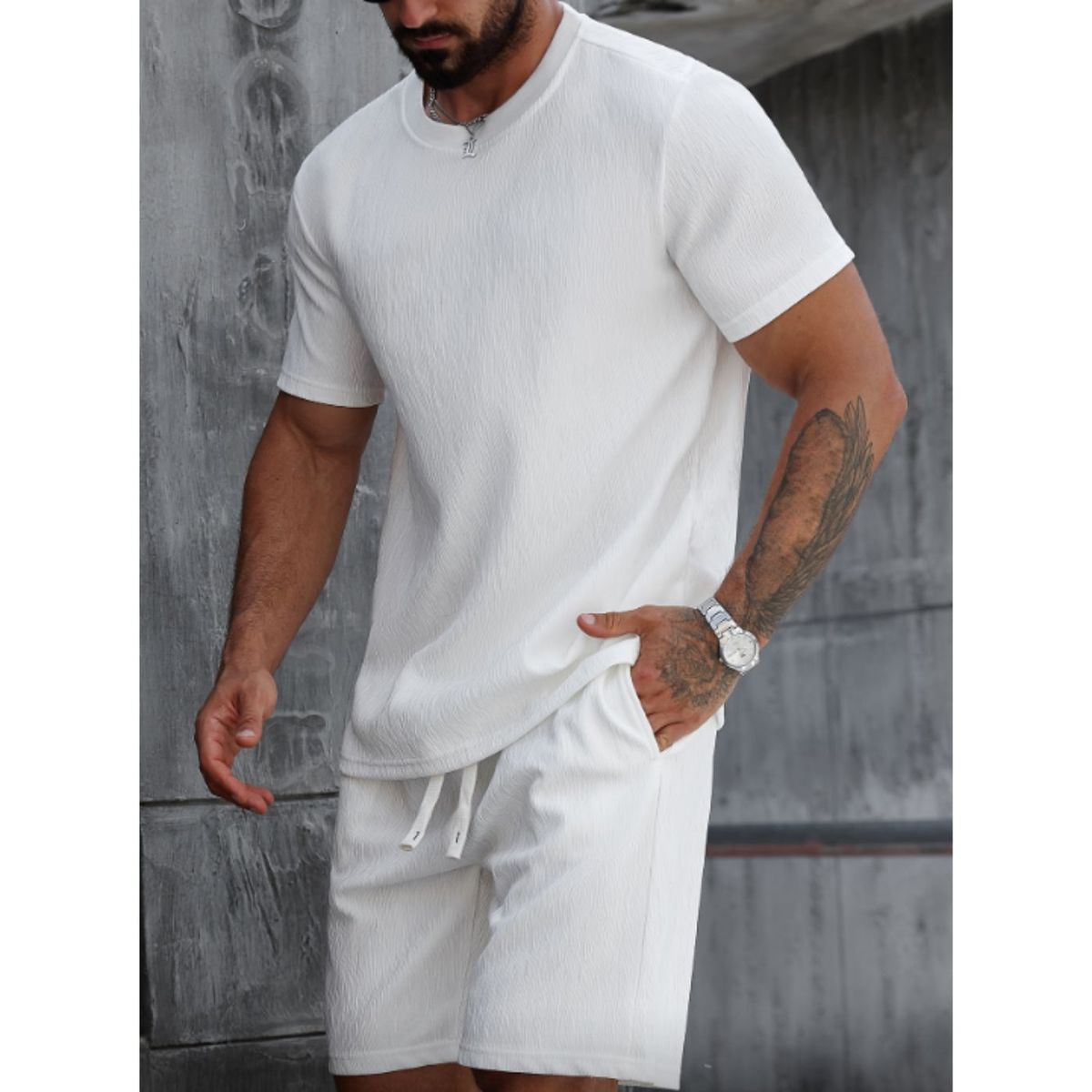 LIKE SHOP - Conjunto Hombre Short y Polera Tendencia Urbana Liso 0267