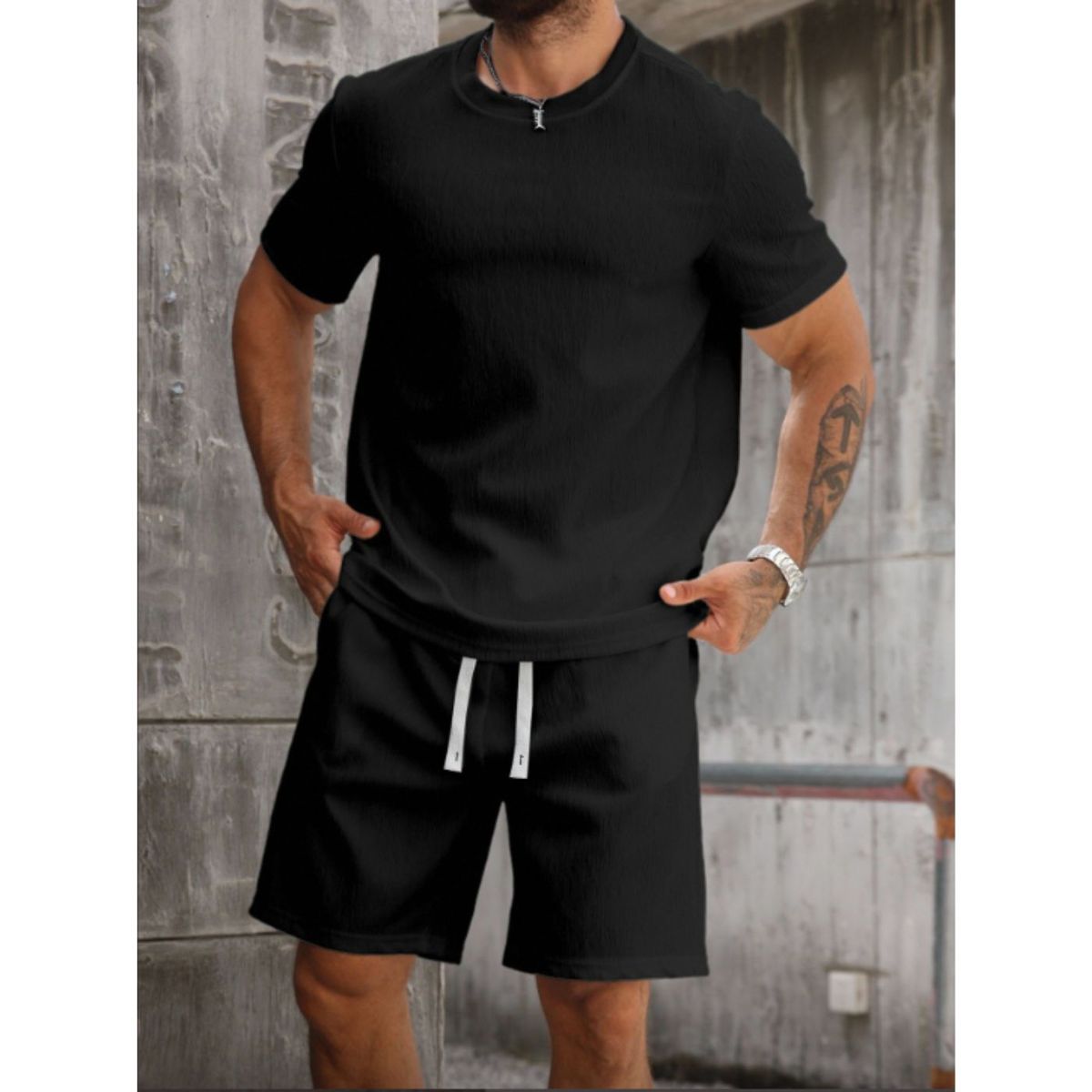 LIKE SHOP - Conjunto Hombre Short y Polera Tendencia Urbana Liso 0267