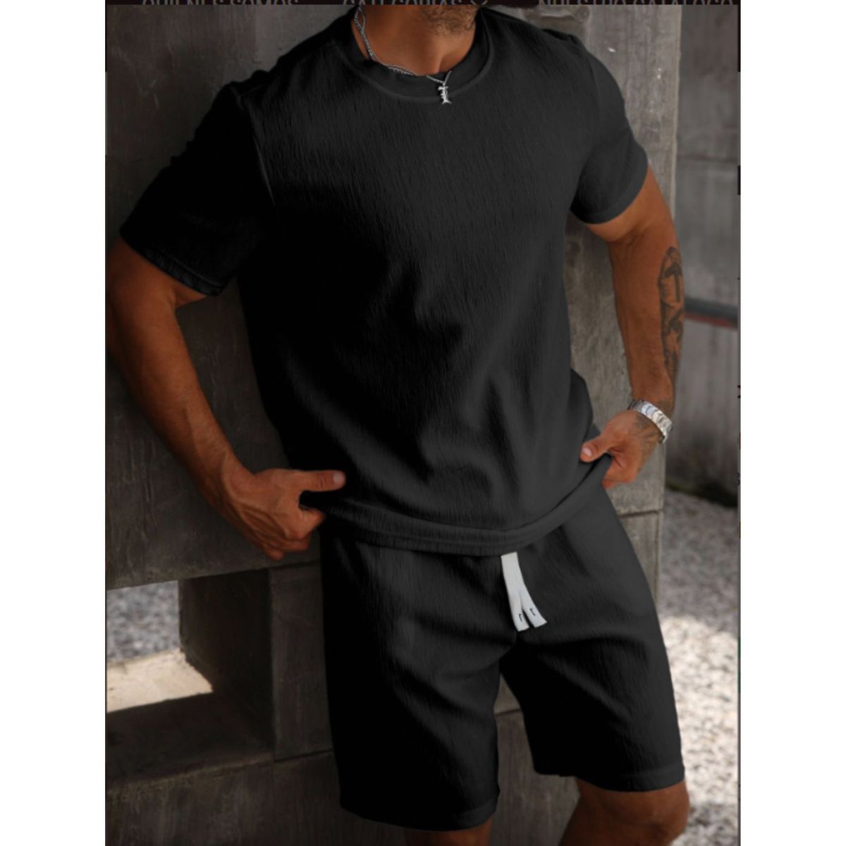 LIKE SHOP - Conjunto Hombre Short y Polera Tendencia Urbana Liso 0267