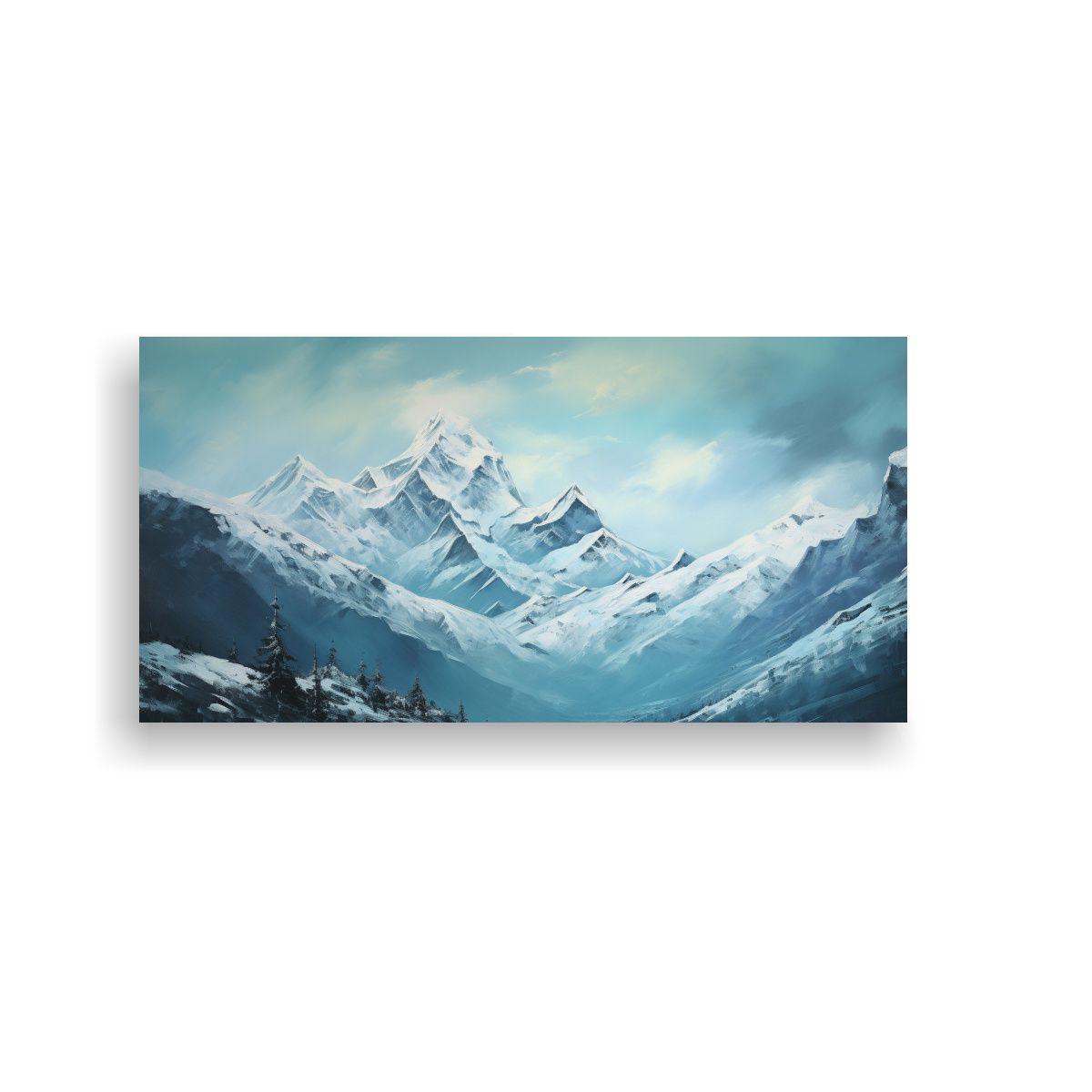 GENERICO - Cuadro Abstracto Montañas Nevadas Turquesa 100x50 Cm