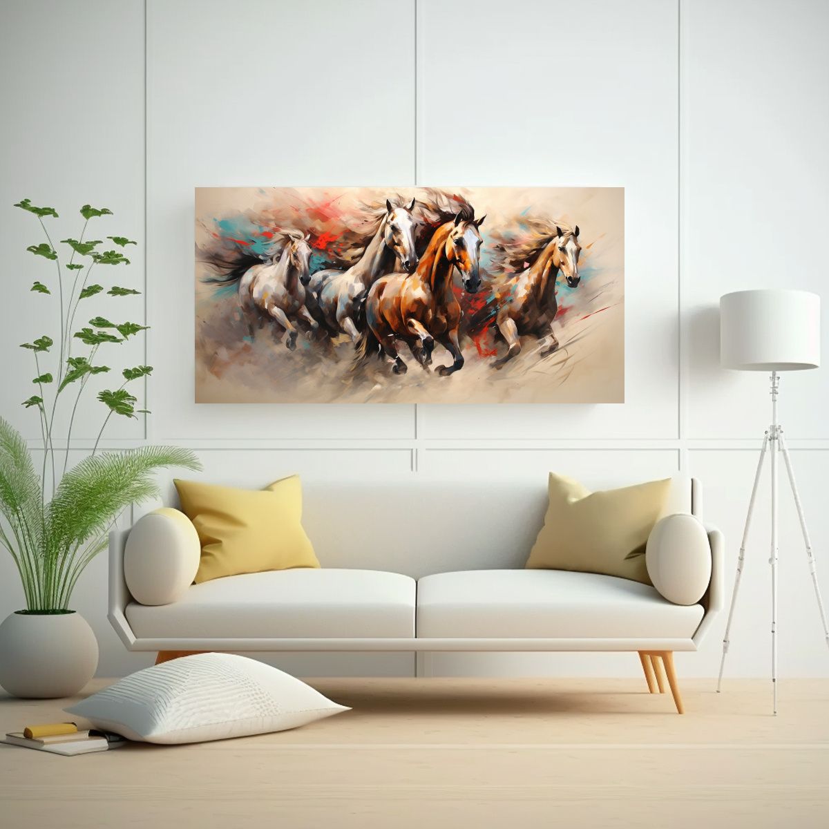 GENERICO - Arte Pared Moderno Caballos Abstractos 80x40 Cm