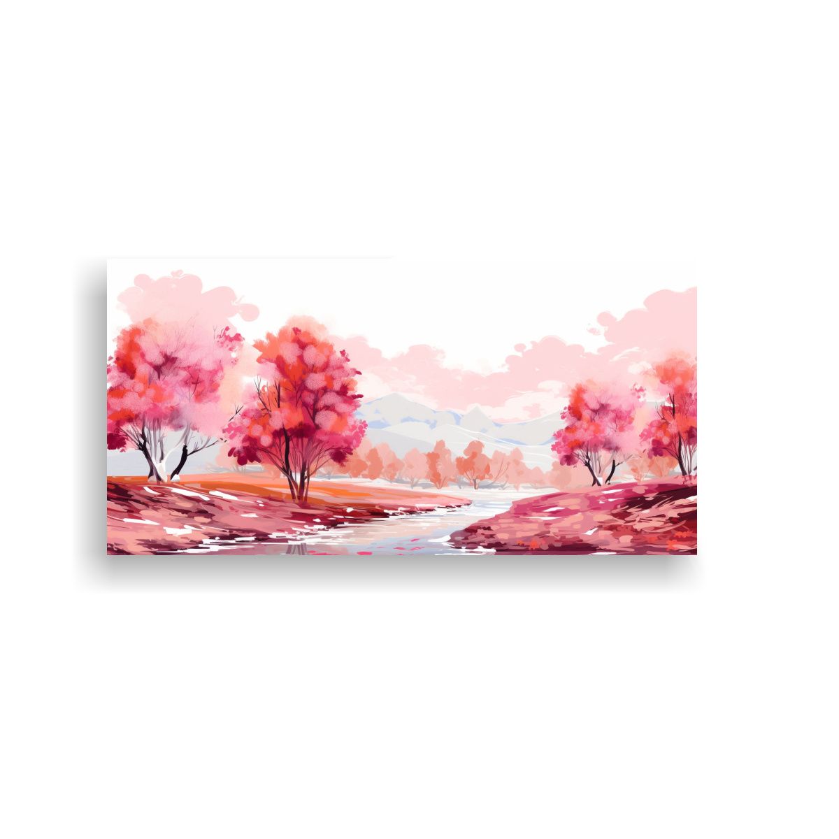 GENERICO - Paisaje Otoñal Con Colores Rosados En Arte Pop 80x40 Cm
