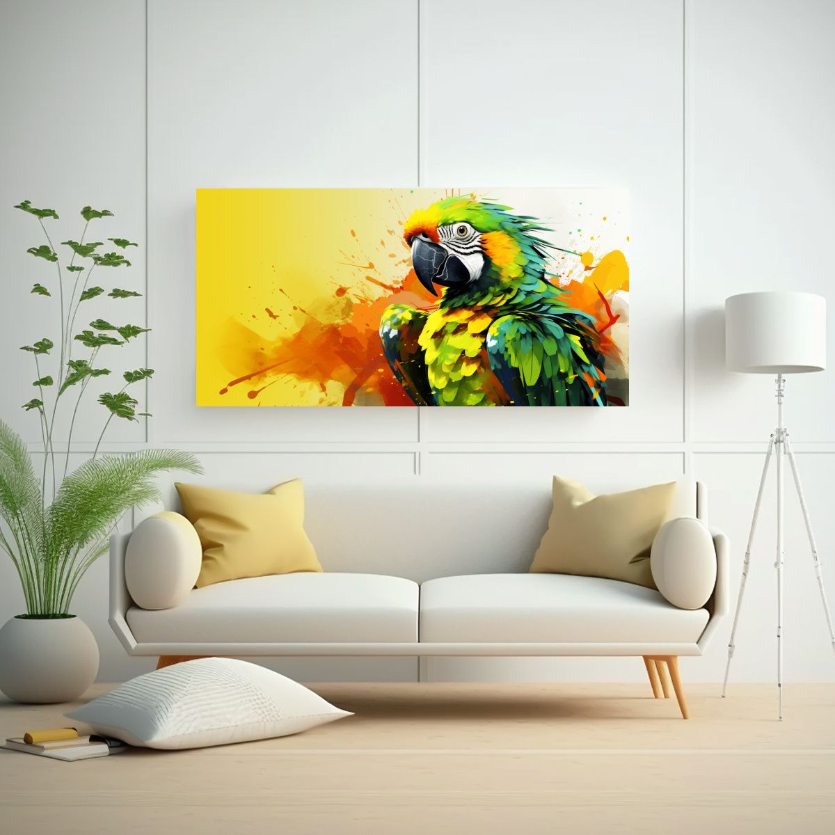 GENERICO - Cuadro En Bastidor Composición Estética Loro En 80x40 Cm