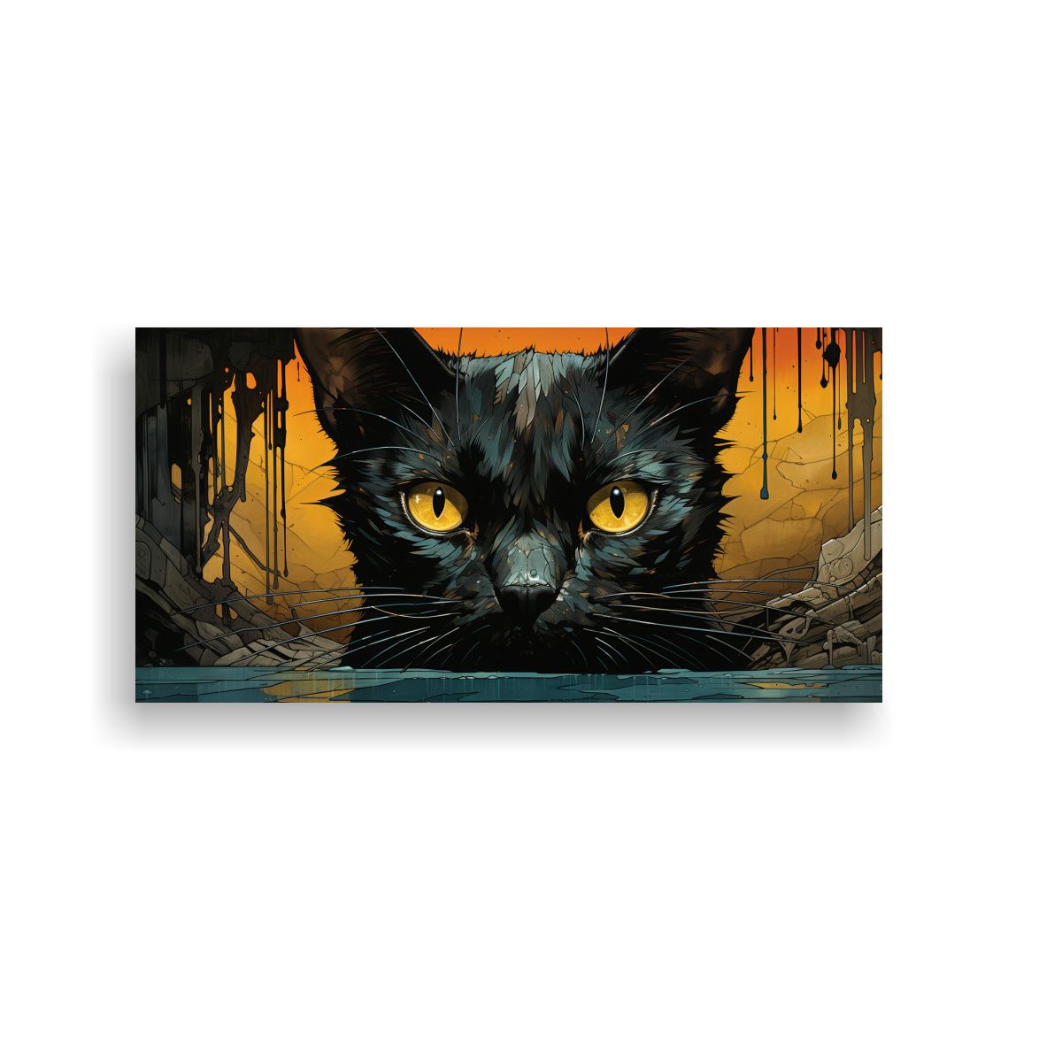 GENERICO - Pinturas Decorativas Gato Negro Apilado Con 100x50 Cm