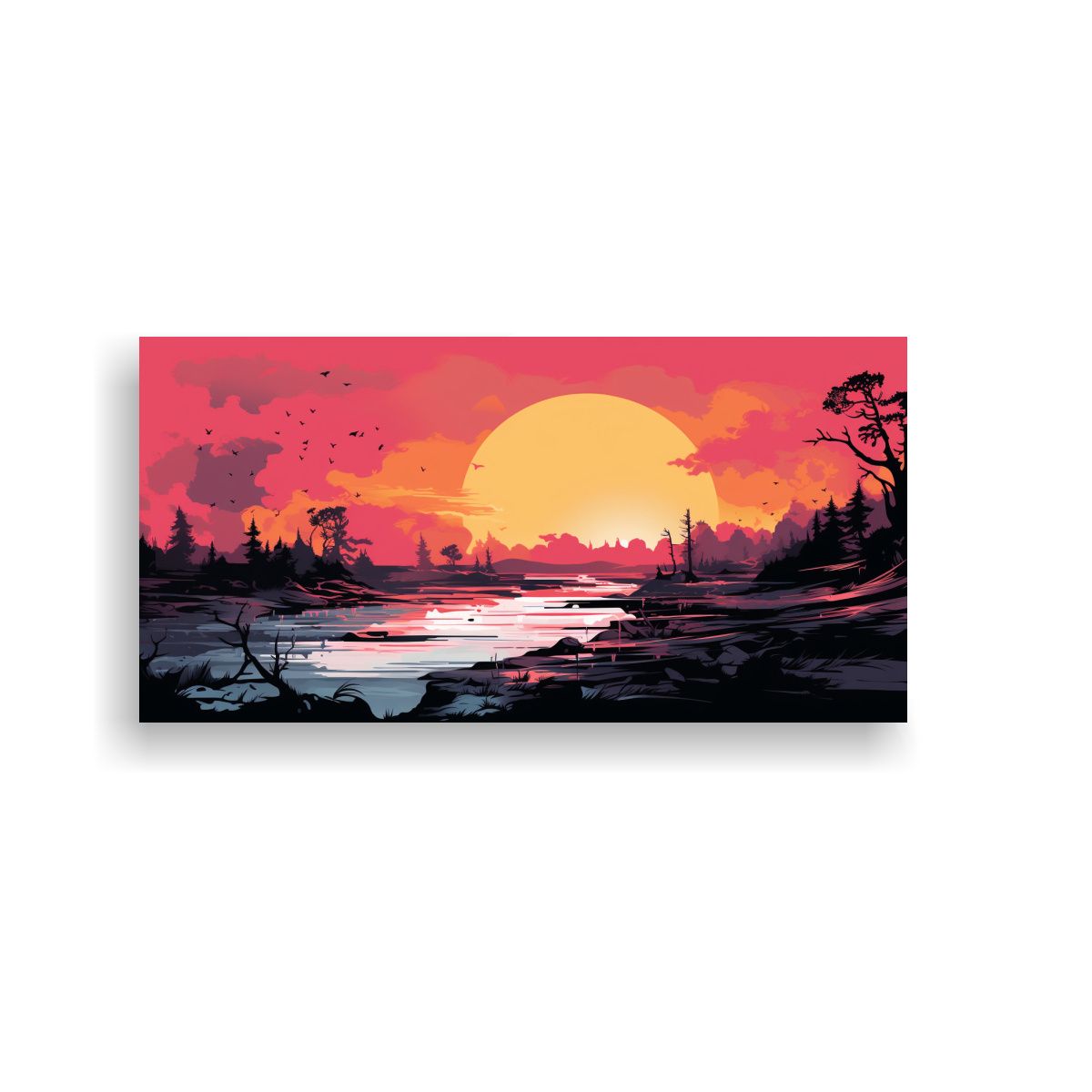 GENERICO - Paisaje Veraniego En Tela Con Movimiento En 80x40 Cm