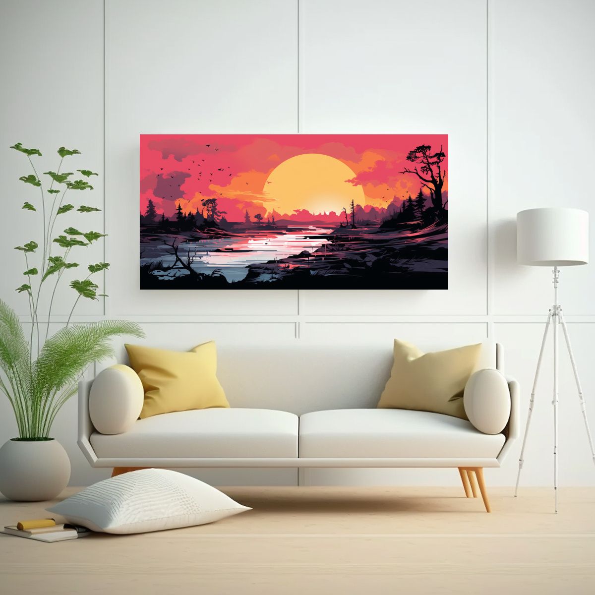 GENERICO - Paisaje Veraniego En Tela Con Movimiento En 80x40 Cm