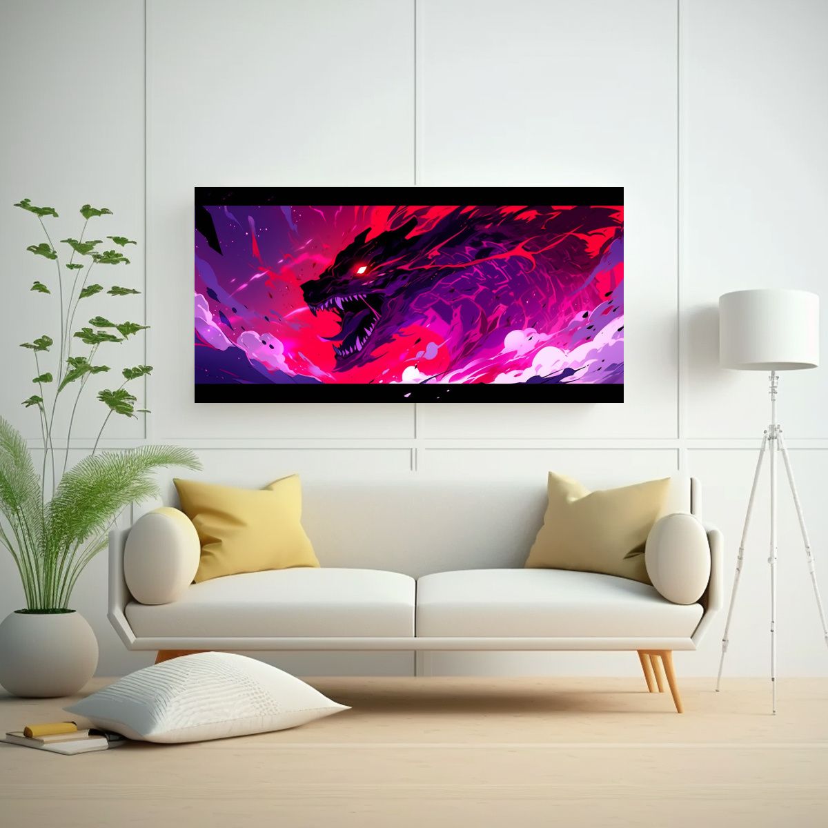 GENERICO - Cuadro Decorativo Exposición Dragón Púrpura Y 100x50 Cm.