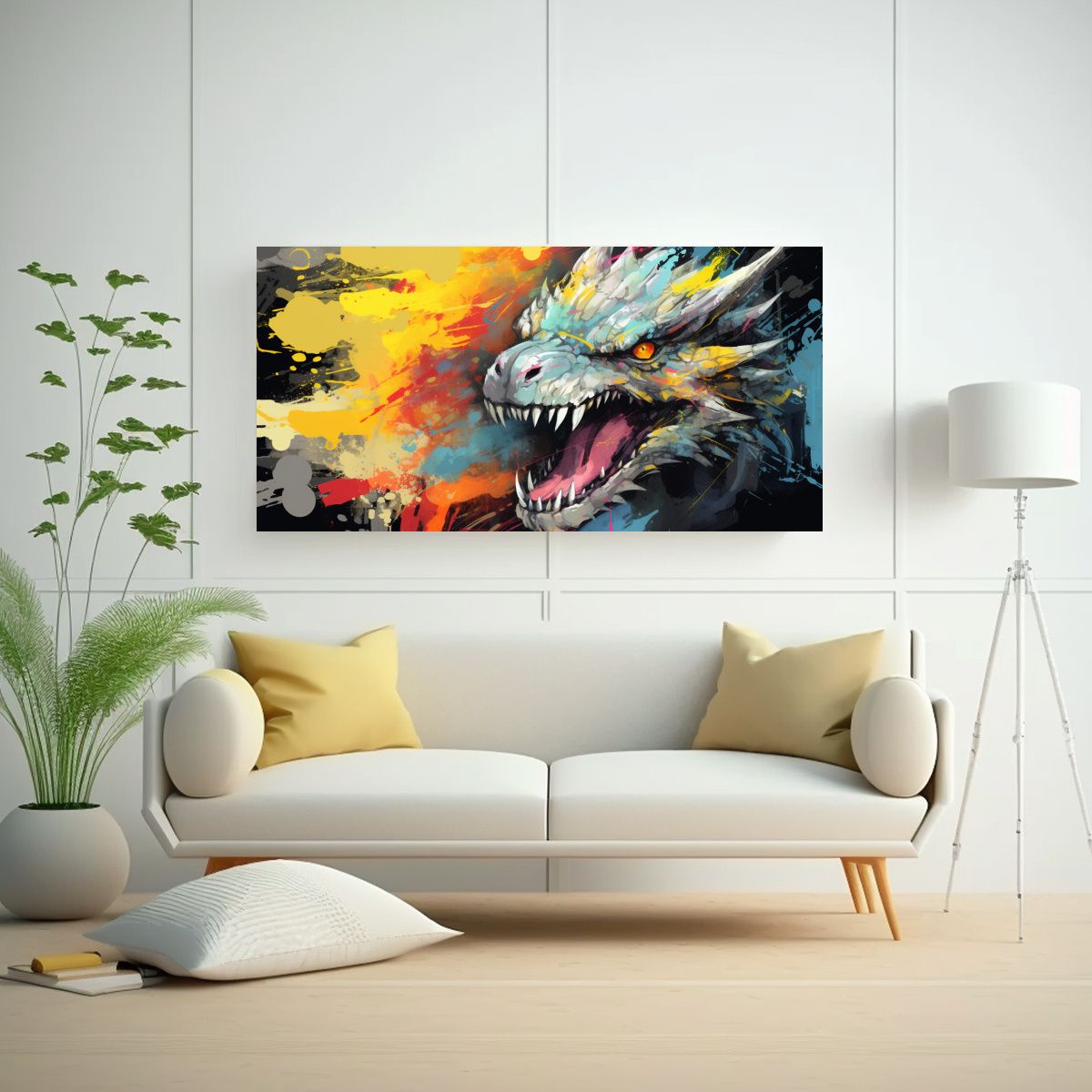 GENERICO - Cuadro Diseño Profundidad Dragón En Colores 80x40 Cm