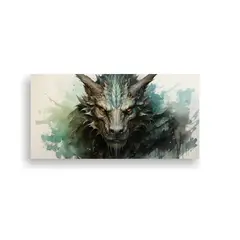 GENERICO - Pintura Decorativa Con Dragón En Acuarelas Y 100x50 Cm