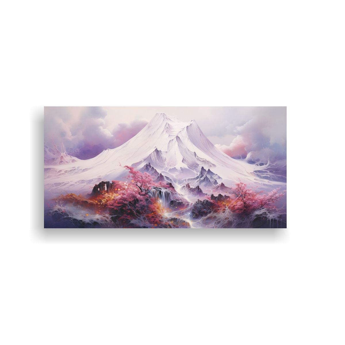 GENERICO - Pintura Abstracta Floral De Un Volcán Con 80x40 Cm