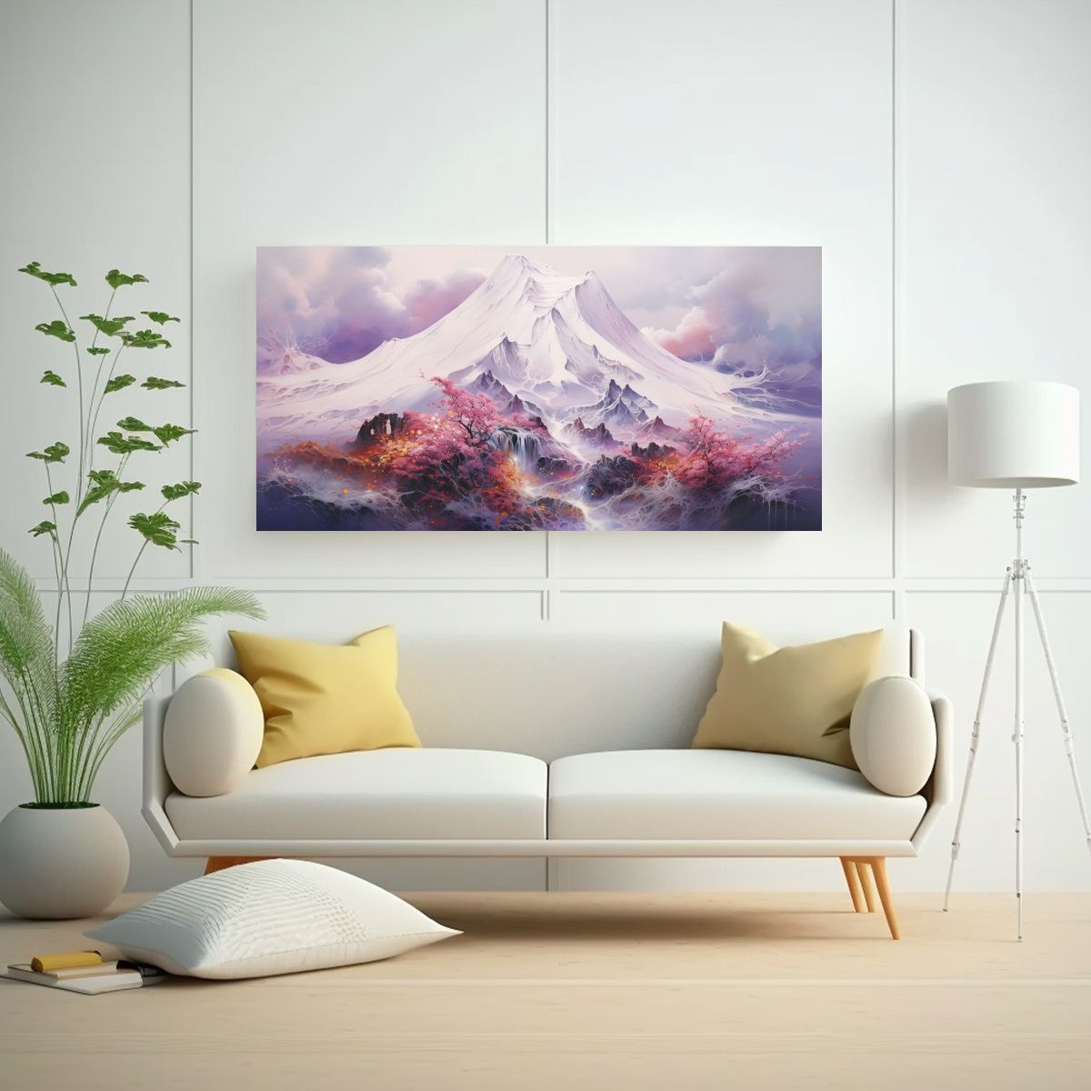 GENERICO - Pintura Abstracta Floral De Un Volcán Con 80x40 Cm