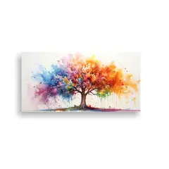 GENERICO - Pintura Abstracta De árbol De álamo En Colores 100x50 Cm.