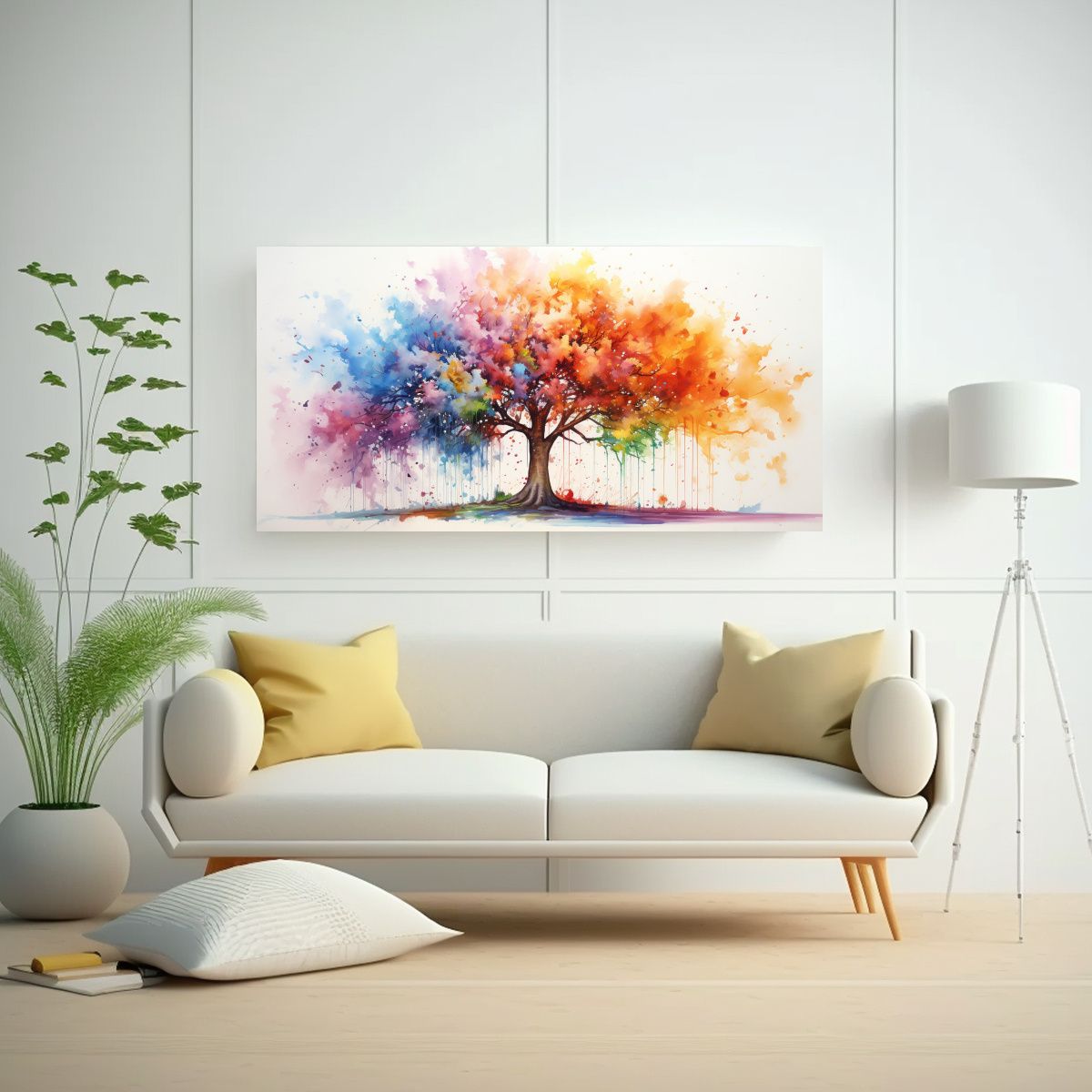 GENERICO - Pintura Abstracta De árbol De álamo En Colores 100x50 Cm.