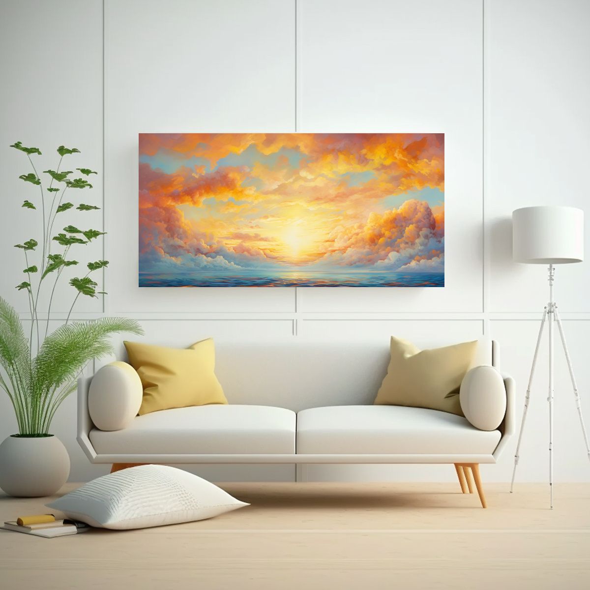 GENERICO - Pintura Abstracta Amanecer Y Atardecer Con 80x40 Cm.