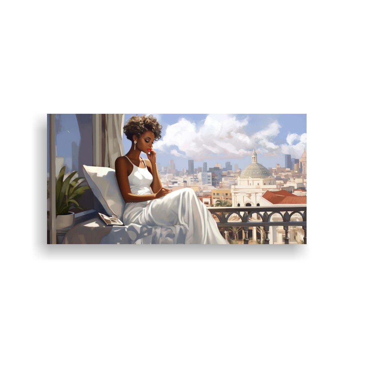 GENERICO - Pintura De Lienzo Mujer Afroamericana Hermosa Con 80x40 Cm
