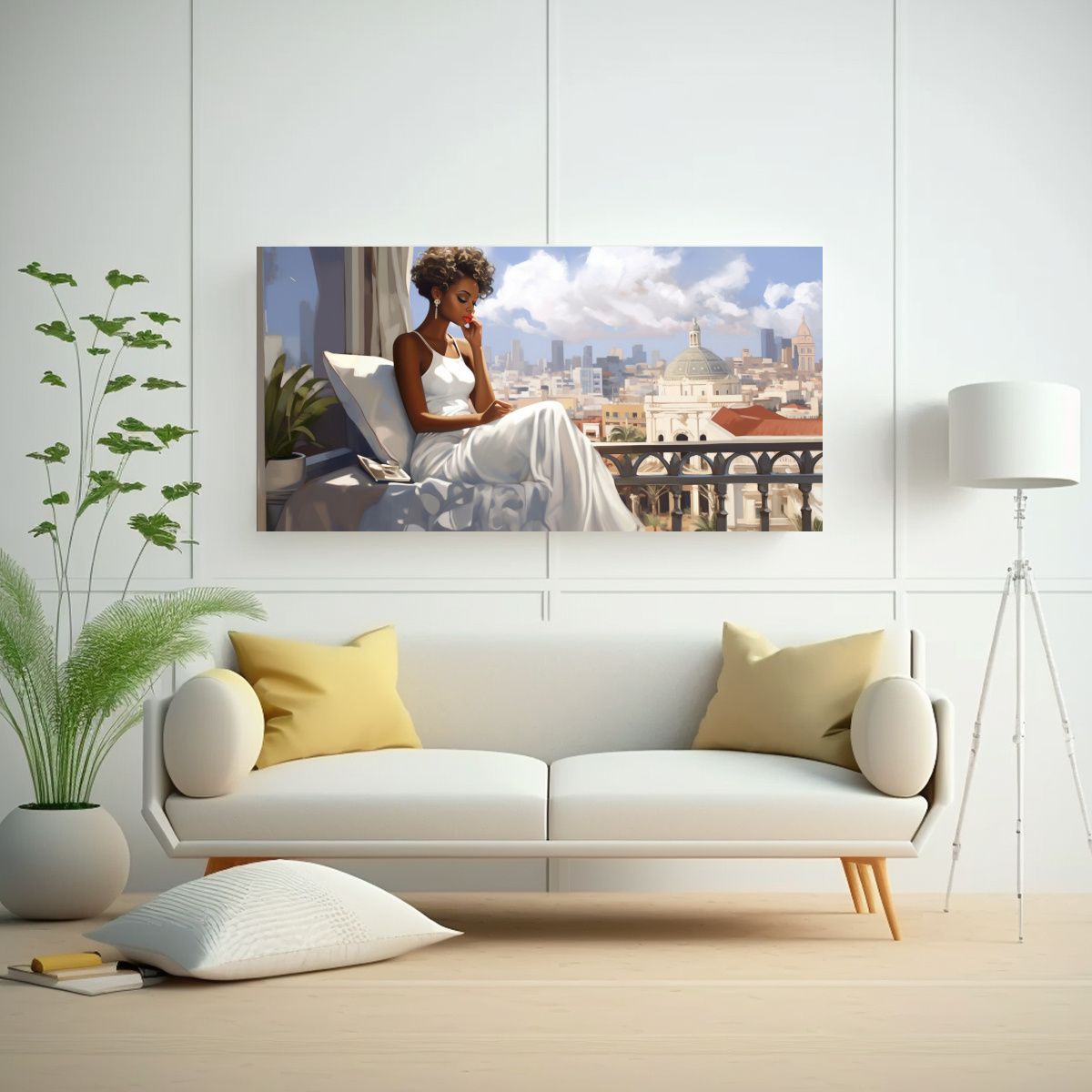 GENERICO - Pintura De Lienzo Mujer Afroamericana Hermosa Con 80x40 Cm