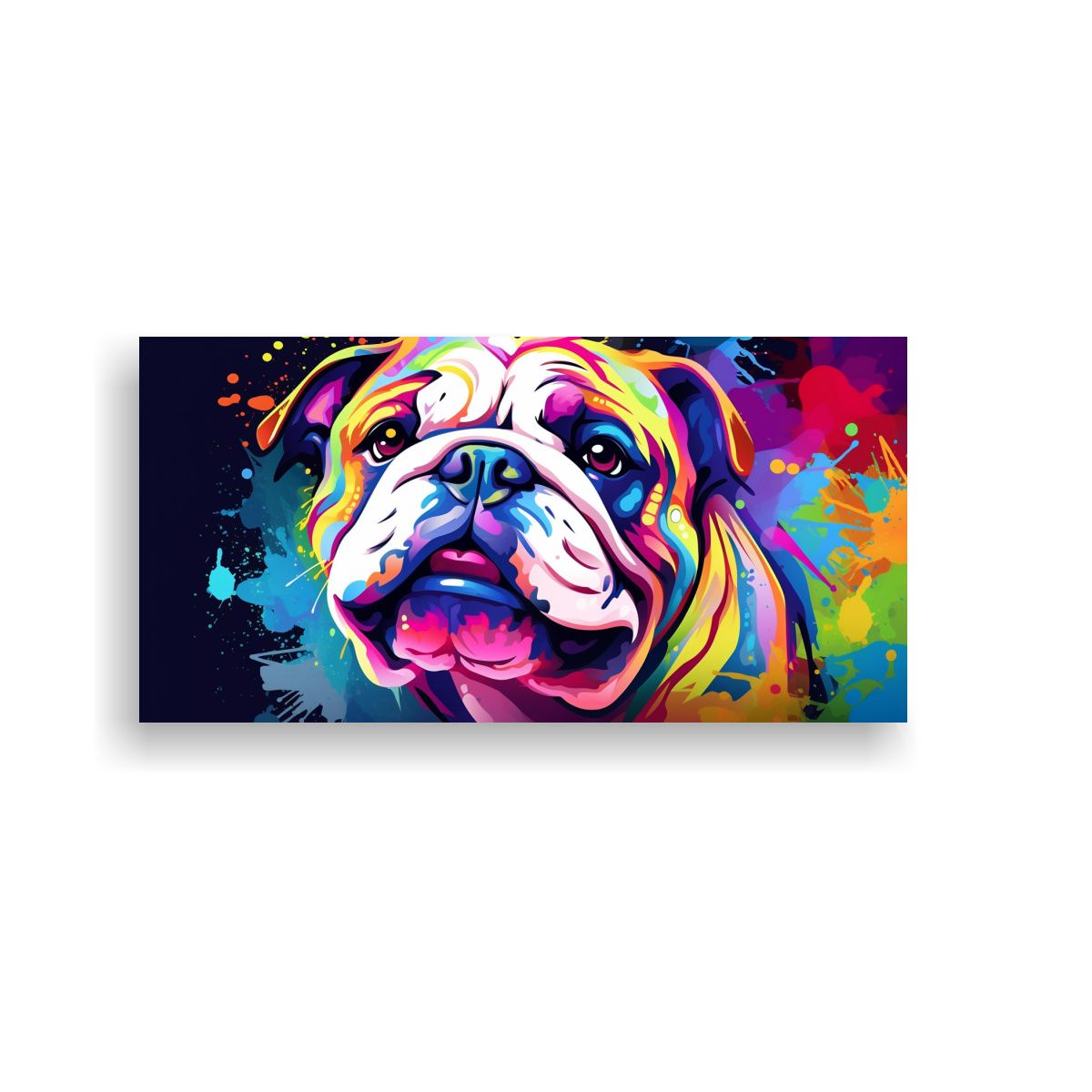 GENERICO - Cuadro Bulldog Arcoíris Estilo Neo Pop 100x50 Cm