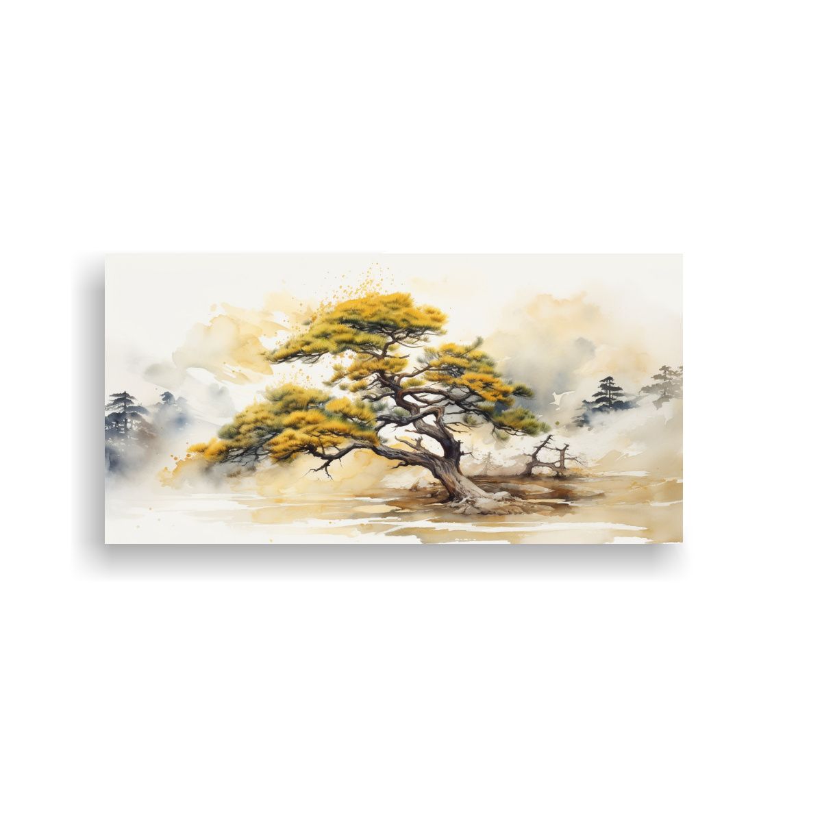 GENERICO - Cuadro Abstracto De Un Pino Escocés Con Colores 60x30 Cm