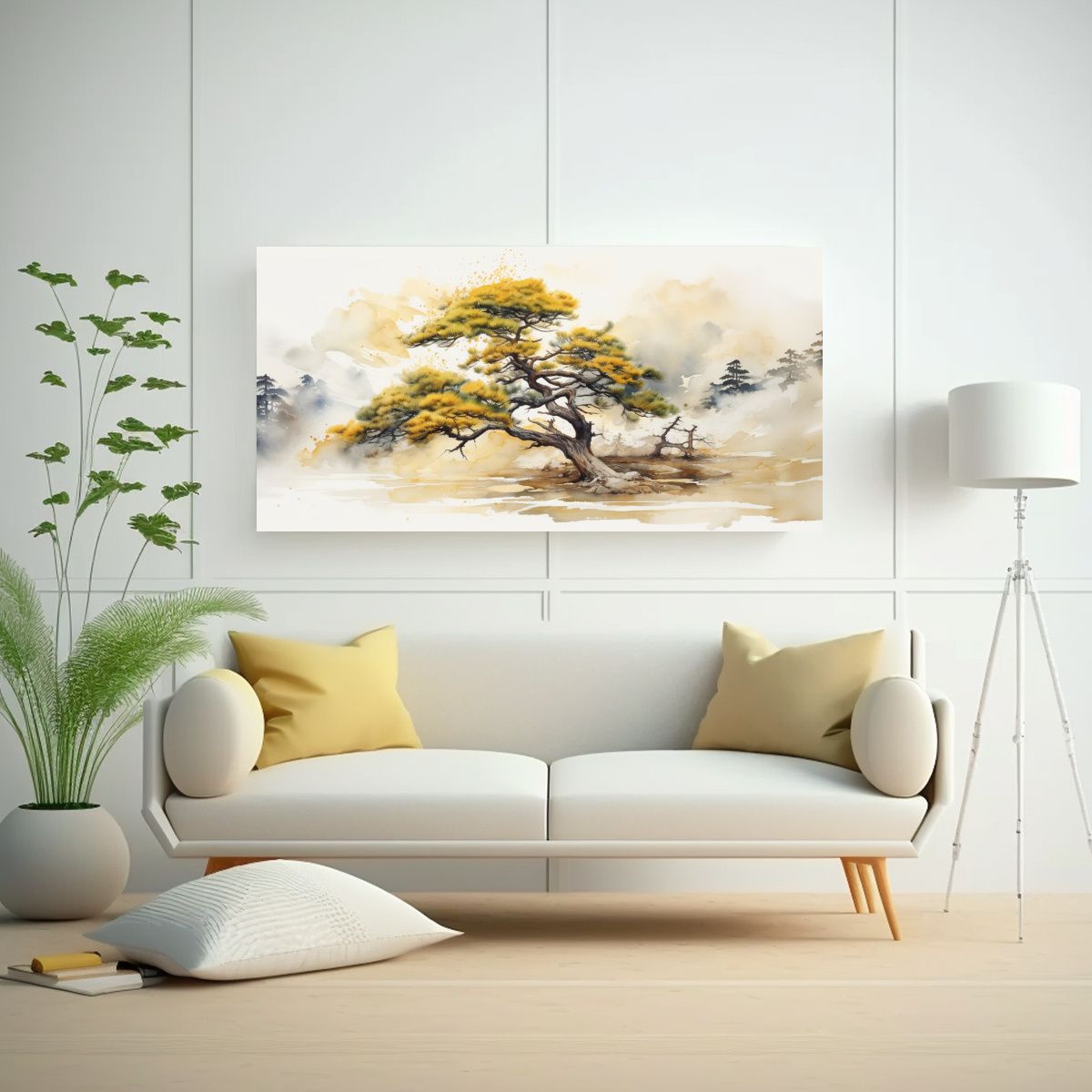 GENERICO - Cuadro Abstracto De Un Pino Escocés Con Colores 60x30 Cm