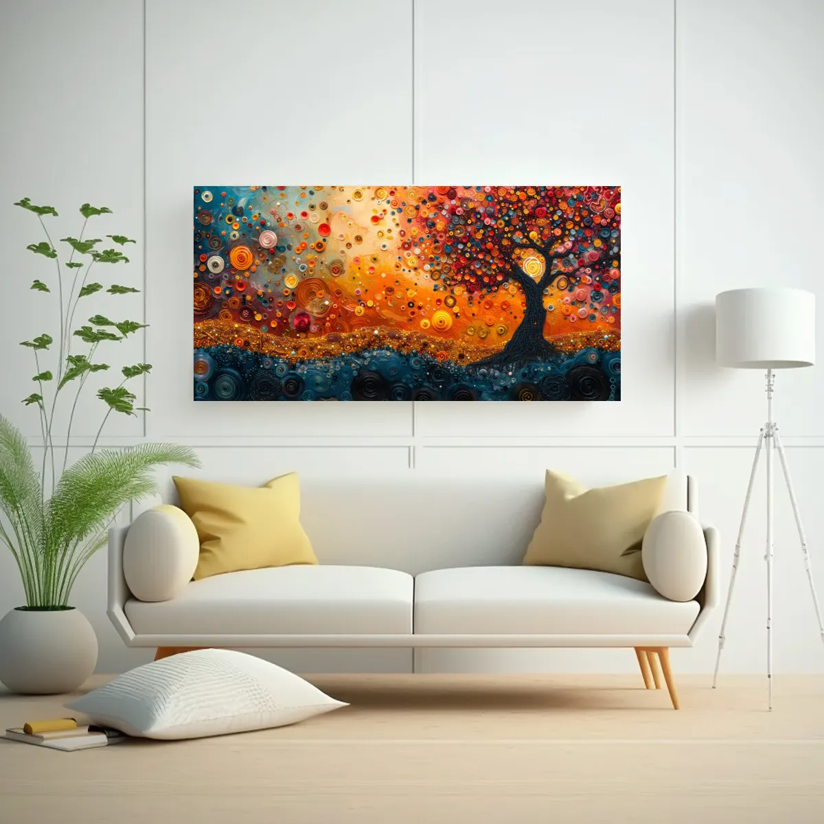GENERICO - Cuadro Abstracto Con árbol Para Decoración De 60x30 Cm