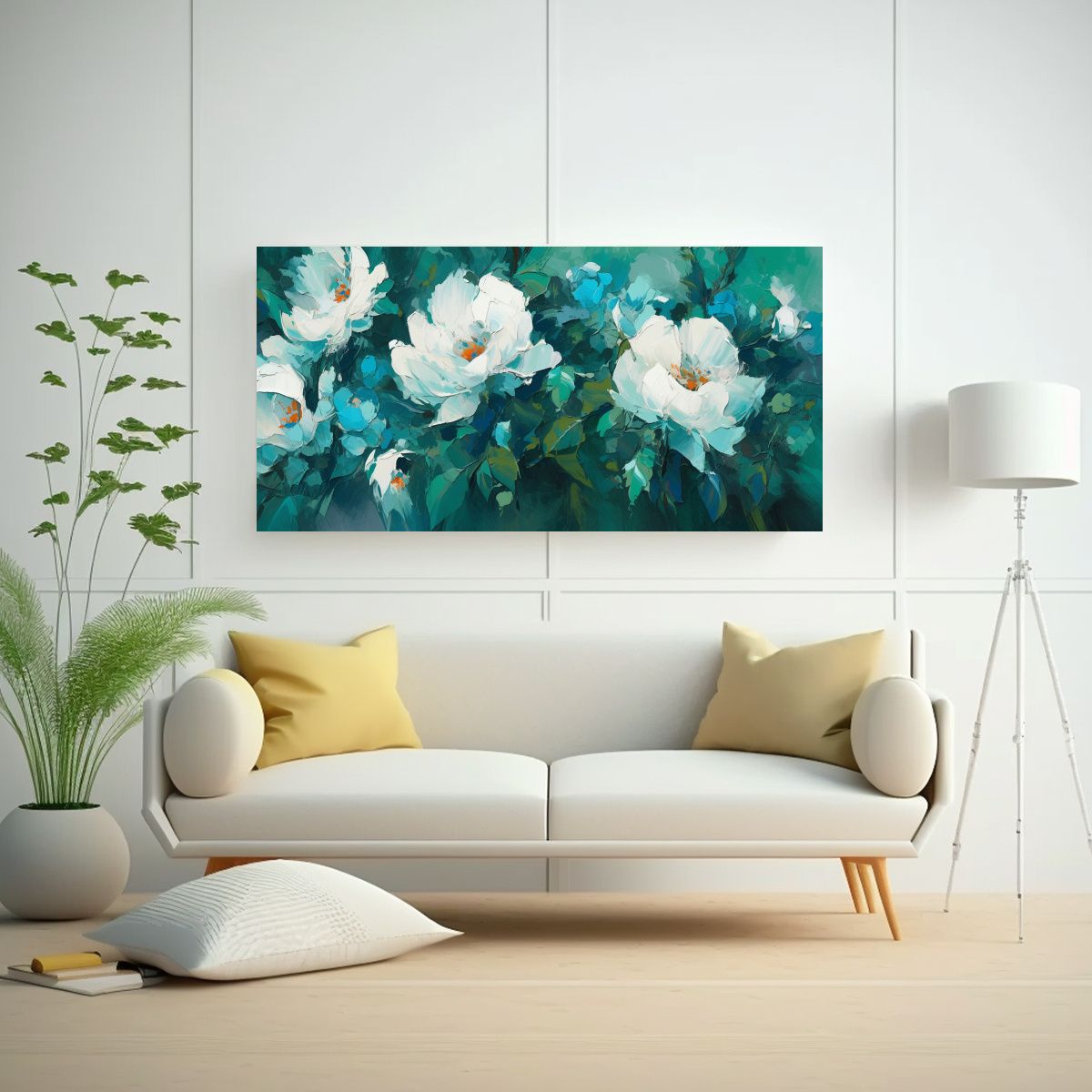 GENERICO - Cuadro De Tela Impreso Temática Flores En 100x50 Cm.