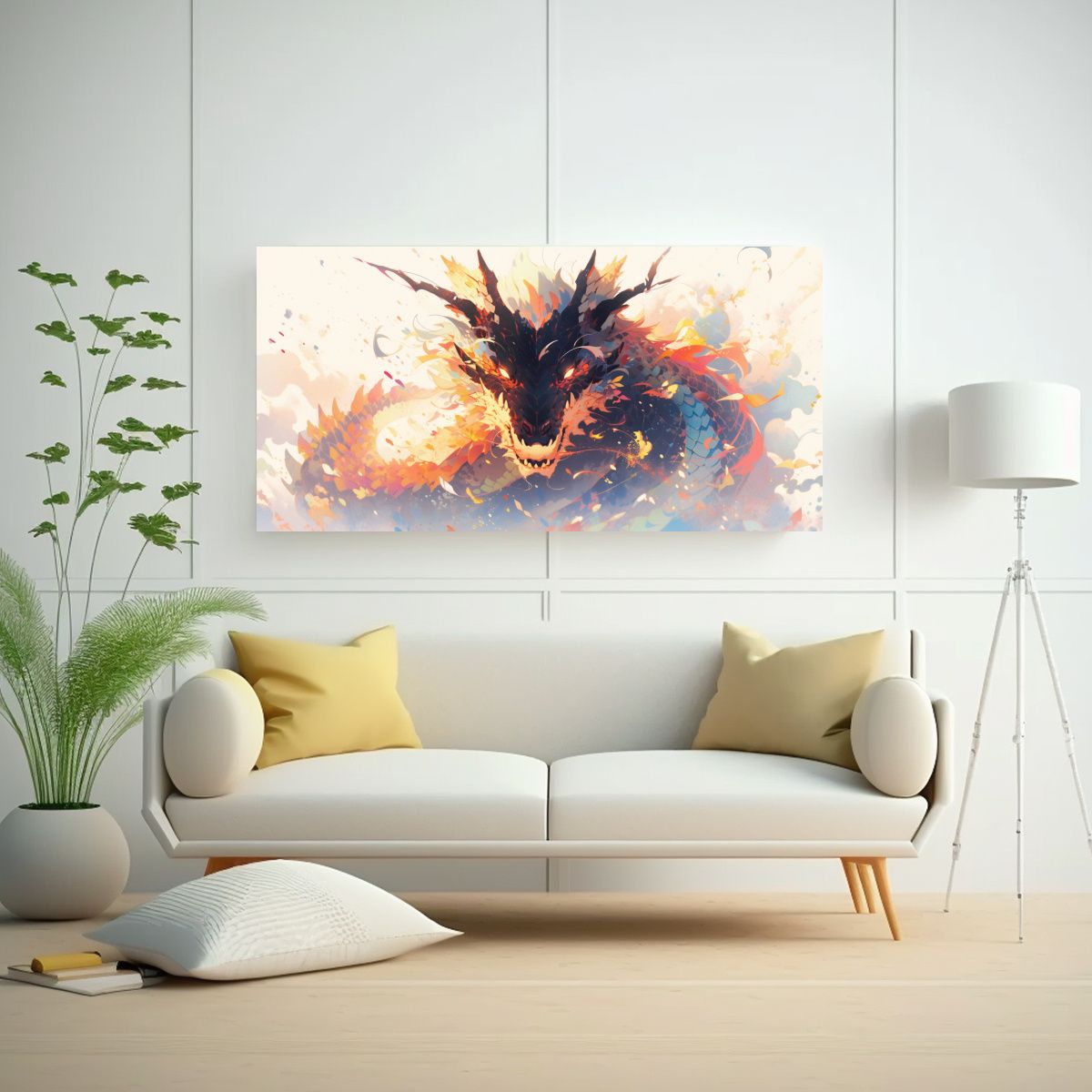 GENERICO - Pinturas De Tela En Bastidor Modernas De Dragón 60x30 Cm