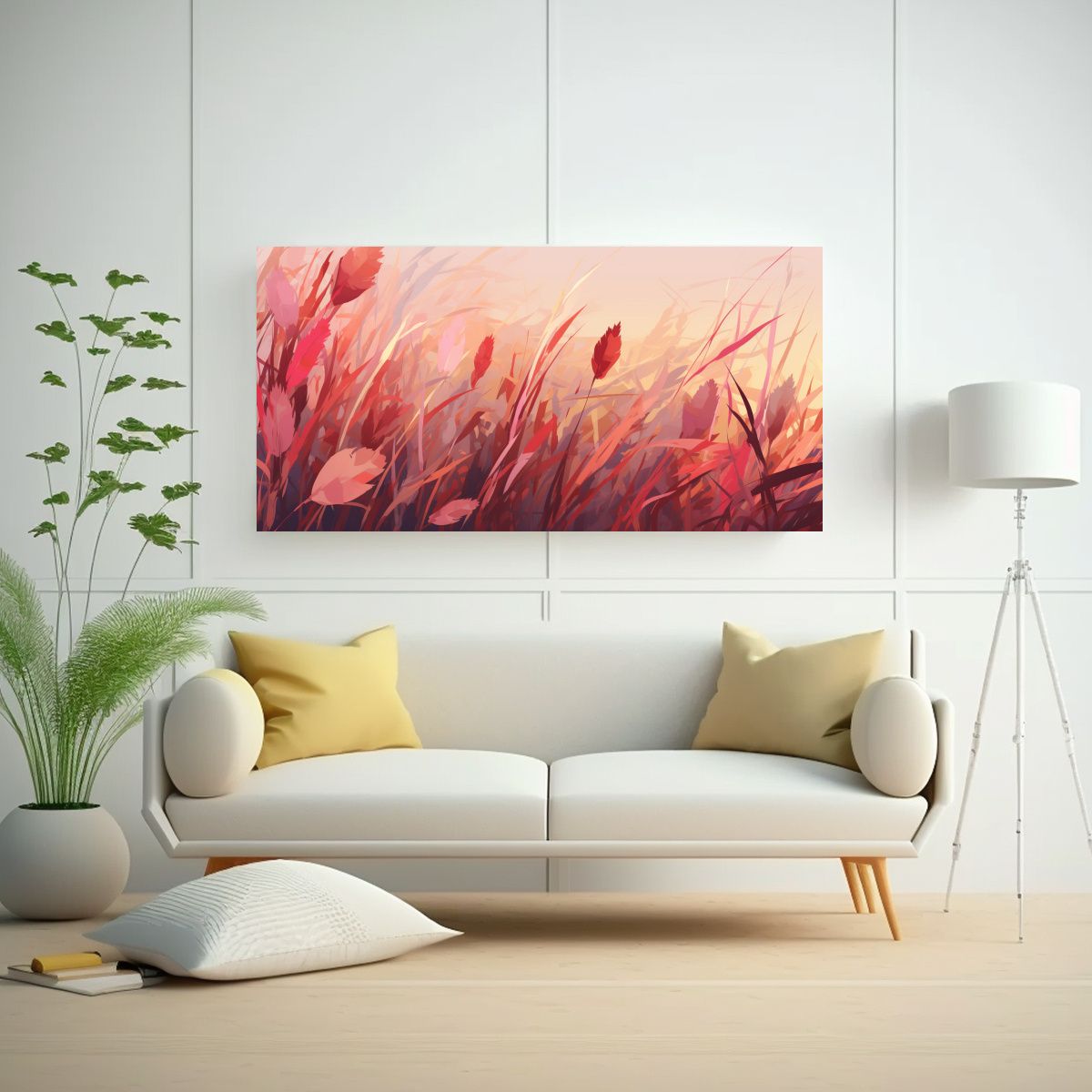 GENERICO - Cuadro Decorativo Moderno De Hierba De Caña En 60x30 Cm