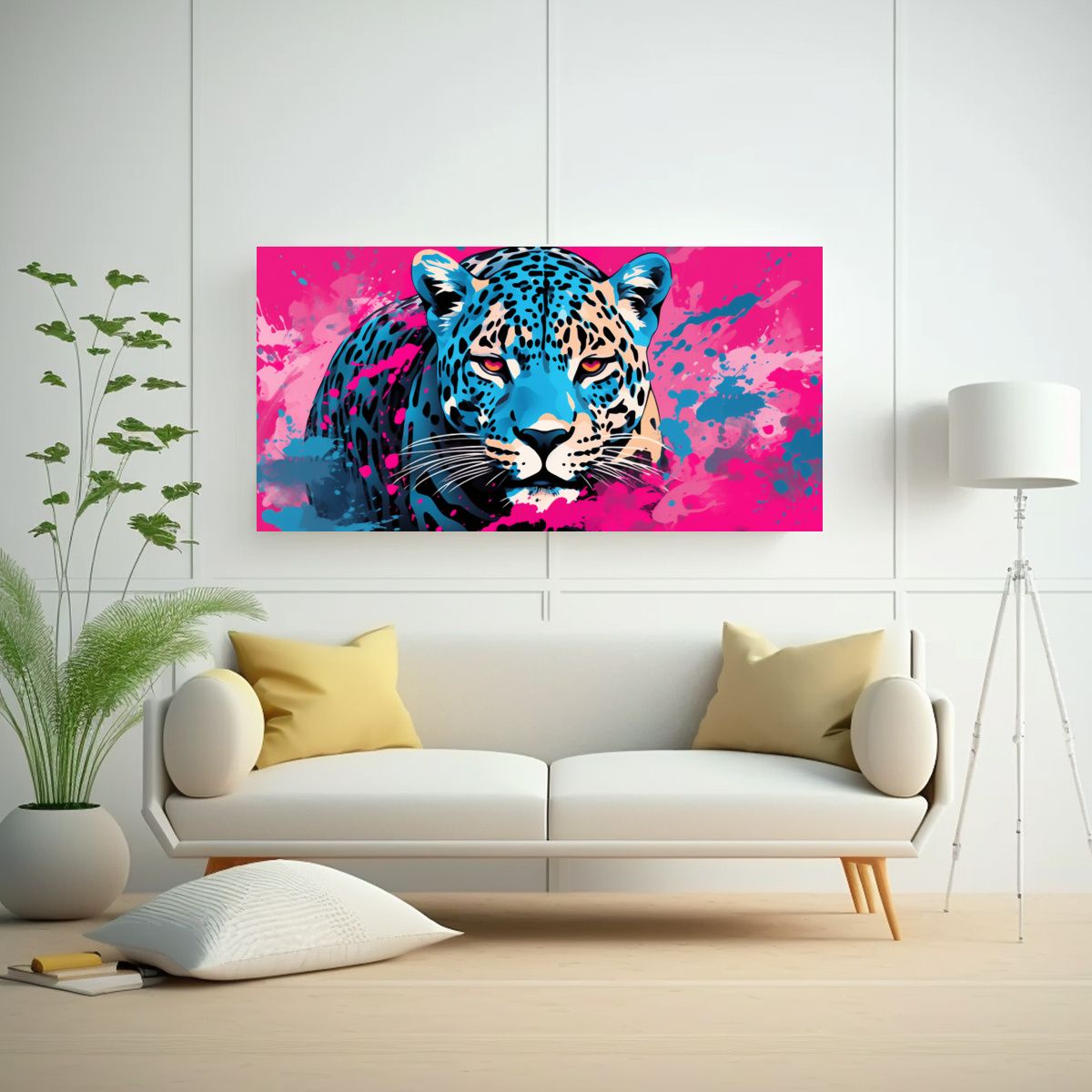 GENERICO - Cuadro Decorativo De Lienzo Vanguardia Jaguar En 100x50 Cm