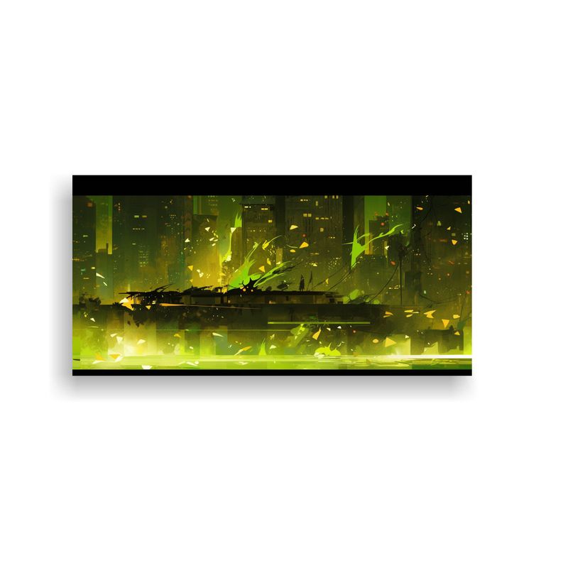 GENERICO - Pinturas Decorativas En Verde Y Dorado En 100x50 Cm