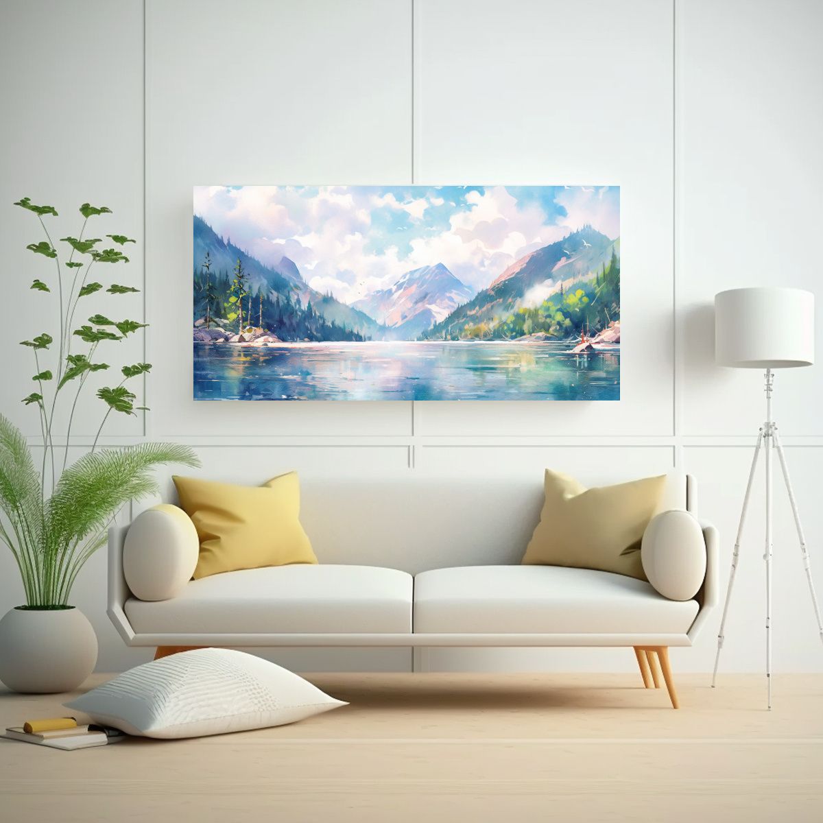 GENERICO - Cuadros Abstractos De Colores Acuarela En Paisaje 80x40 Cm